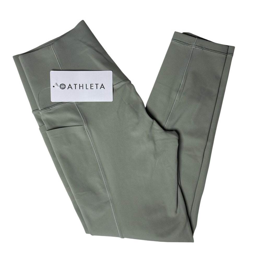Athleta Sage Green Salutation Stash 7/8 Leggings tights size s